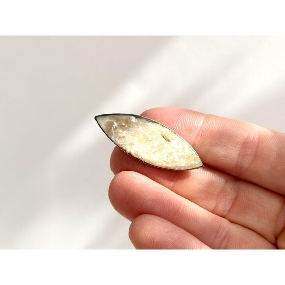 Mother of Pearl Marquise Vintage Sterling Silver Abalone Mini Victorian Brooch - Picture 4 of 9